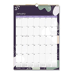Blueline 12-Month Colorful Wall Calendar, Abstract Floral Artwork, 12 x 17, White Sheets, 12-Month (Jan to Dec): 2024