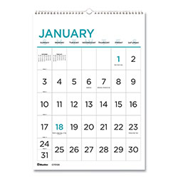 Blueline 12-Month Large Print Wall Calendar, Large Print Formatting, 12 x 17, White/Multicolor Sheets, 12-Month (Jan to Dec): 2023
