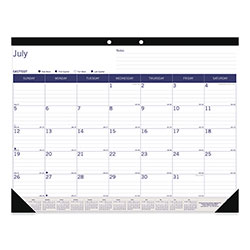 Blueline Academic Monthly Desk Pad Calendar, 22 x 17, White/Blue/Gray Sheets, Black Binding/Corners, 13-Month (July-July): 2023-2024