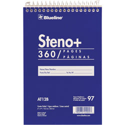 Blueline High-Capacity Steno Pad, Medium/College Rule, Blue Cover, 180 White 6 x 9 Sheets