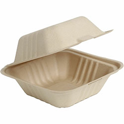 BluTable Portable Clamshell Molded Fiber Container, 500/Carton