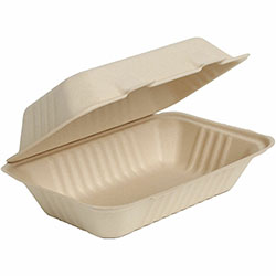 BluTable Portable Clamshell Molded Fiber Container, 250/Carton