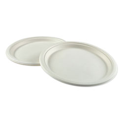 Boardwalk Bagasse Molded Fiber Dinnerware, Plate, 10 in Diameter, White, 500/Carton