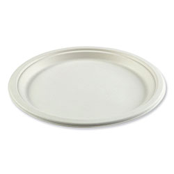 Boardwalk Bagasse PFAS-Free Dinnerware, Plate, 10 in dia, White, 500/Carton