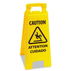 Boardwalk Caution Safety Sign For Wet Floors, 2-Sided, Plastic, 10 x 2 x 26, Yellow