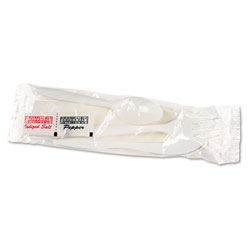 Boardwalk Cutlery Kit, Plastic Fork/Spoon/Knife/Salt/PePolypropyleneer/Napkin, White, 250/Carton (BWK6KITMW)