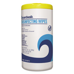 Boardwalk Disinfecting Wipes, 7 x 8, Lemon Scent, 75/Canister, 6 Canisters/Carton