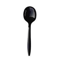 Boardwalk Mediumweight Polypropylene Cutlery, Soup Spoon, Black, 1,000/Carton