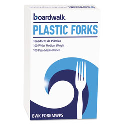 Boardwalk Mediumweight Polystyrene Cutlery, Fork, White, 100/Box (BWKFORKBX)