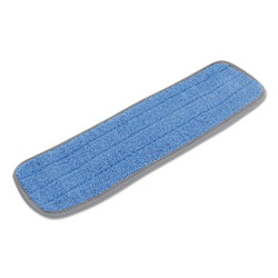 Boardwalk Microfiber Mop Head, Blue, 18 x 5, Split Microfiber, Hook and Loop Back, Dozen