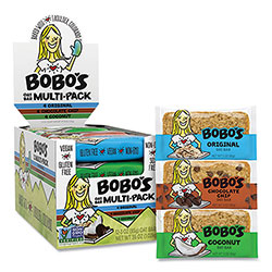 Bobo's Oat Bar Coconut/Chocolate Chip/Original Multipack, 3 oz Individually Wrapped, 12/Box
