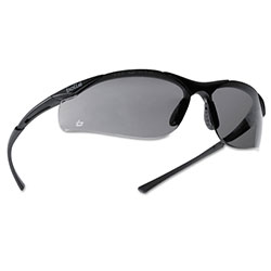 Bolle Contour Series Safety Glasses, Smoke Lens, Anti-Fog, Anti-Scratch, Black Frame