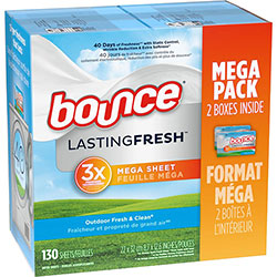 Bounce Bouncer Dryer Sheets - Sheet - Outdoor Fresh Scent - 130 / Box - White