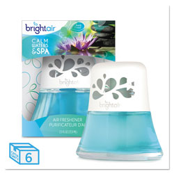 Bright Air Scented Oil Air Freshener, Calm Waters and Spa, Blue, 2.5 oz, 6/Carton