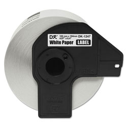 Brother DK1247 Label Tape, 4.07 in x 6.4 in, Black on White, 180/Roll