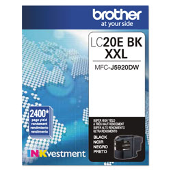 Brother LC20EBK INKvestment Super High-Yield Ink, 2400 Page-Yield, Black