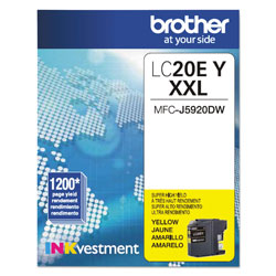 Brother LC20EY INKvestment Super High-Yield Ink, 1200 Page-Yield, Yellow