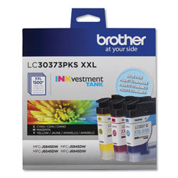 Brother LC30373PKS INKvestment Super High-Yield Ink, 1500 Pg-Yield, Cyan/Magenta/Yellow