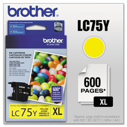 Brother LC75Y Innobella High-Yield Ink, 600 Page-Yield, Yellow