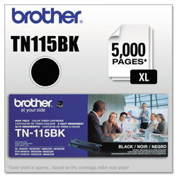 Brother TN115BK High-Yield Toner, 5000 Page-Yield, Black