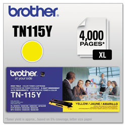 Brother TN115Y High-Yield Toner, 4000 Page-Yield, Yellow