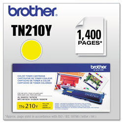 Brother TN210Y Toner, 1400 Page-Yield, Yellow