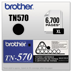 Brother TN570 High-Yield Toner, 6700 Page-Yield, Black