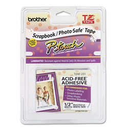Brother TZ Photo-Safe Tape Cartridge for P-Touch Labelers, 0.47 in x 26.2 ft, Black on White