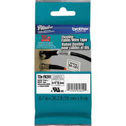 Brother TZ Tape Cartridge for P Touch® Labelers, Flexible Tape, Black on White, 3/4"W