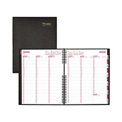 Brownline CoilPro Weekly Appointment Book in Columnar Format, 11 x 8.5, Black Lizard-Look Cover, 12-Month (Jan to Dec): 2024