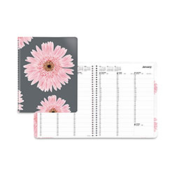 Brownline Essential Collection Daisy Weekly Appointment Book, Columnar Format, 11 x 8.5, Navy/Gray/Pink Cover, 12-Month (Jan-Dec): 2024
