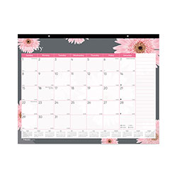 Brownline Monthly Desk Pad Calendar, 22 x 17, Pink/White Sheets, Black Binding, 12-Month (Jan to Dec): 2024