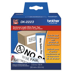 Brother Continuous Paper Label Tape, 2 in x 100 ft, Black/White