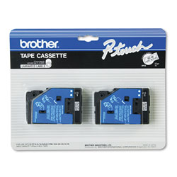 Brother TC Tape Cartridges for P-Touch Labelers, 0.47 in x 25.2 ft, Black on Clear, 2/Pack