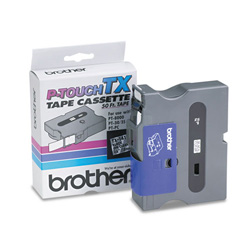 Brother TX Tape Cartridge for PT-8000, PT-PC, PT-30/35, 0.7 in x 50 ft, Black on Clear