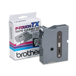 Brother TX Tape Cartridge for PT-8000, PT-PC, PT-30/35, 1 in x 50 ft, Black on Clear