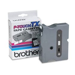 Brother TX Tape Cartridge for PT-8000, PT-PC, PT-30/35, 0.7 in x 50 ft, Black on White