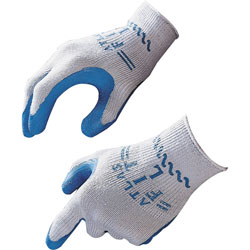 Best Manufacturers Safety Gloves, Natural Rubber, Medium, 12PR/BX, Blue/Gray