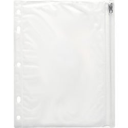 Business Source Ring Binder Pockets,w/Zipper,Plastic,7HP,10 inx8 in,24/BX,Clear
