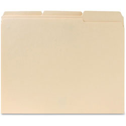 Business Source File Folders, 1/3 Cut Assorted Tab, 2-Ply, Ltr, 100/BX, Manilla