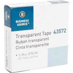 Business Source All-Purpose Tape, Glossy, 1 in Core, 1/2 in x 1296 in, Transparent