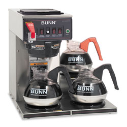 Bunn CWTF-3 Three Burner Automatic Coffee Brewer, Stainless Steel, Black