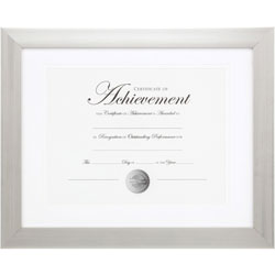 Burnes Brushed Silver Document Frame, 11 in x 14 in Frame Size, Rectangle, Vertical, Horizontal, Brushed Silver