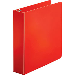 Business Source 35% Recycled Round Ring Binder, 2 in Capacity, Red