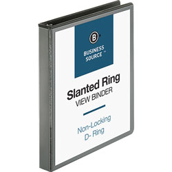 Business Source 39% Recycled D-Ring Binder, 1 in Capacity, Black