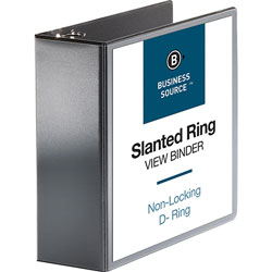 Business Source 39% Recycled D-Ring Binder, 4 in Capacity, Black