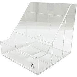 Business Source 4-Compartment Desktop Organizer, 4 Compartment(s), 5.5 in Height x 5.6 in Width x 5.6 in Depth, Clear, Acrylic