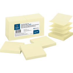 Business Source Adhesive Note Pads, Pop-up, 3" x 3", 100 Sh, Yellow