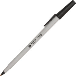 Business Source Ballpoint Stick Pens, Med Pt, Lt Gray Barrel, Black Ink