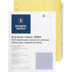 Business Source Binder Indexes, 1/2 in Tabs, 11 in x 8-1/2 in, 8 Tab, 50ST/BX